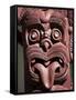 Maori Wooden Carving with Tongue Sticking Out, Rotorua, North Island, New Zealand-D H Webster-Framed Stretched Canvas