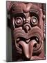 Maori Wooden Carving with Tongue Sticking Out, Rotorua, North Island, New Zealand-D H Webster-Mounted Photographic Print