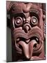 Maori Wooden Carving with Tongue Sticking Out, Rotorua, North Island, New Zealand-D H Webster-Mounted Photographic Print