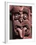 Maori Wooden Carving with Tongue Sticking Out, Rotorua, North Island, New Zealand-D H Webster-Framed Photographic Print