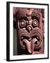 Maori Wooden Carving with Tongue Sticking Out, Rotorua, North Island, New Zealand-D H Webster-Framed Photographic Print