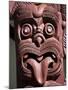 Maori Wooden Carving with Tongue Sticking Out, Rotorua, North Island, New Zealand-D H Webster-Mounted Photographic Print