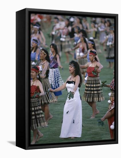 Maoris Perform Traditional Action Songs, Auckland, North Island, New Zealand-Julia Thorne-Framed Stretched Canvas
