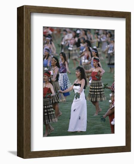 Maoris Perform Traditional Action Songs, Auckland, North Island, New Zealand-Julia Thorne-Framed Photographic Print