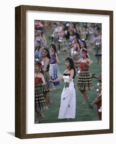 Maoris Perform Traditional Action Songs, Auckland, North Island, New Zealand-Julia Thorne-Framed Photographic Print