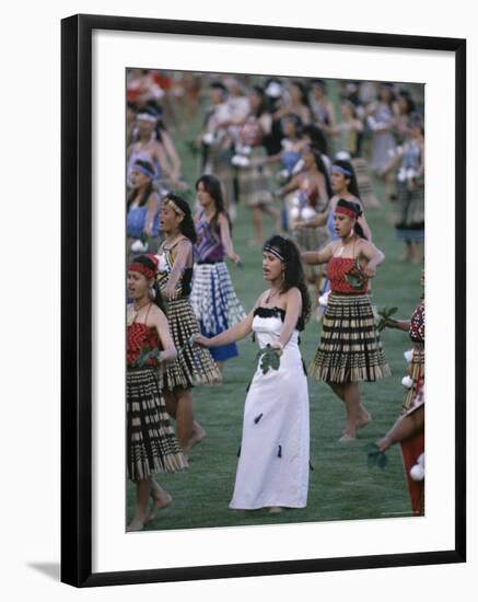 Maoris Perform Traditional Action Songs, Auckland, North Island, New Zealand-Julia Thorne-Framed Photographic Print