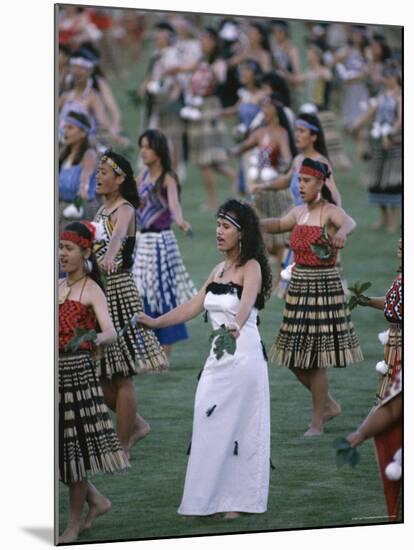 Maoris Perform Traditional Action Songs, Auckland, North Island, New Zealand-Julia Thorne-Mounted Photographic Print