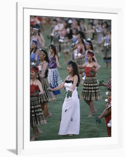 Maoris Perform Traditional Action Songs, Auckland, North Island, New Zealand-Julia Thorne-Framed Photographic Print