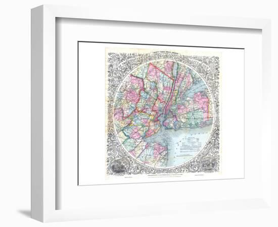 Map 33 Miles Around New York-null-Framed Art Print