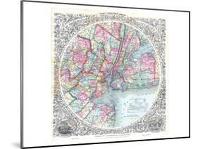 Map 33 Miles Around New York-null-Mounted Art Print