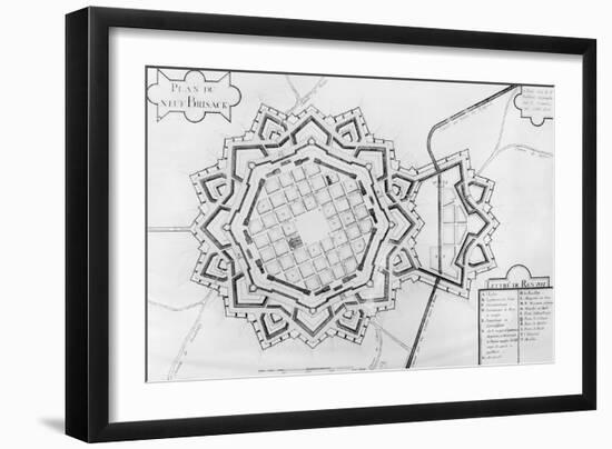 Map and Fortifications of Neuf-Brisach-null-Framed Giclee Print