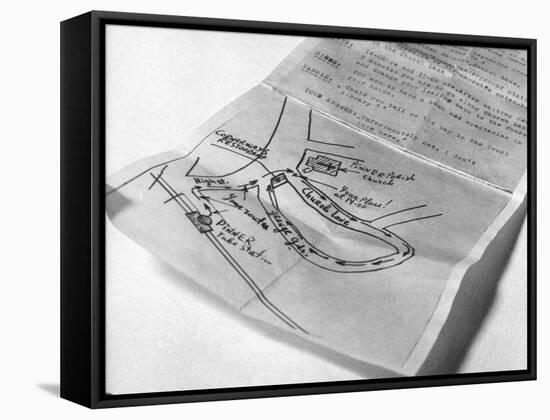 Map and Instructions for Meeting with Spy-null-Framed Stretched Canvas