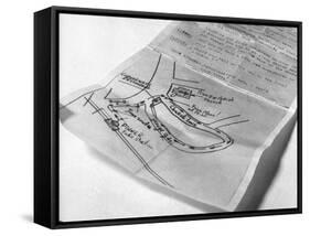 Map and Instructions for Meeting with Spy-null-Framed Stretched Canvas