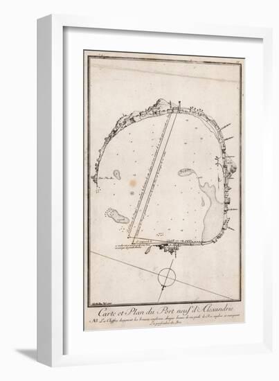 Map and Plan of the Port of Alexandre, Egypt-null-Framed Giclee Print