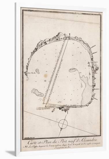 Map and Plan of the Port of Alexandre, Egypt-null-Framed Giclee Print