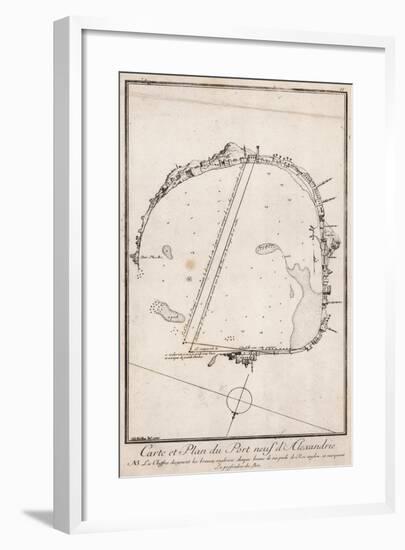 Map and Plan of the Port of Alexandre, Egypt-null-Framed Giclee Print