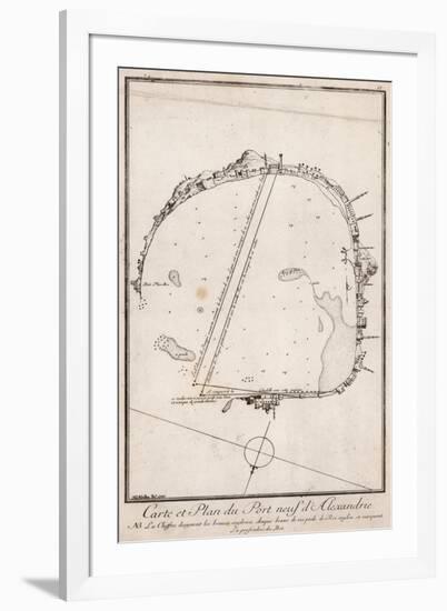 Map and Plan of the Port of Alexandre, Egypt-null-Framed Giclee Print