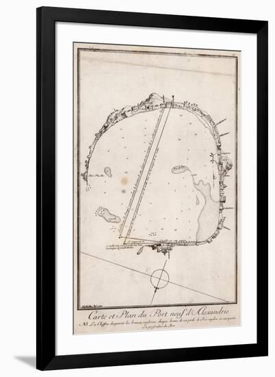 Map and Plan of the Port of Alexandre, Egypt-null-Framed Giclee Print