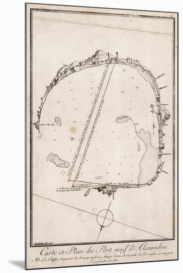 Map and Plan of the Port of Alexandre, Egypt-null-Mounted Giclee Print