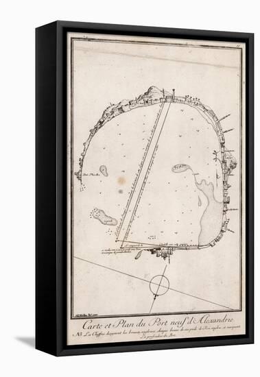 Map and Plan of the Port of Alexandre, Egypt-null-Framed Stretched Canvas