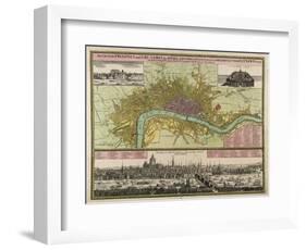 Map and Prospect of London, C.1710-Johann Baptista Homann-Framed Giclee Print