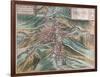 Map and View of Perugia from Civitates Orbis Terrarum-null-Framed Giclee Print