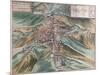 Map and View of Perugia from Civitates Orbis Terrarum-null-Mounted Giclee Print