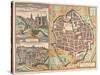 Map and View of Urbino from Civitates Orbis Terrarum-null-Stretched Canvas