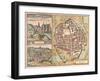 Map and View of Urbino from Civitates Orbis Terrarum-null-Framed Giclee Print