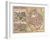 Map and View of Urbino from Civitates Orbis Terrarum-null-Framed Giclee Print