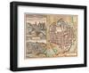 Map and View of Urbino from Civitates Orbis Terrarum-null-Framed Giclee Print