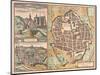 Map and View of Urbino from Civitates Orbis Terrarum-null-Mounted Giclee Print