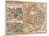 Map and View of Urbino from Civitates Orbis Terrarum-null-Mounted Giclee Print