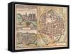 Map and View of Urbino from Civitates Orbis Terrarum-null-Framed Stretched Canvas