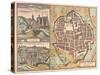 Map and View of Urbino from Civitates Orbis Terrarum-null-Stretched Canvas