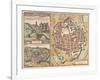 Map and View of Urbino from Civitates Orbis Terrarum-null-Framed Giclee Print