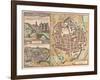 Map and View of Urbino from Civitates Orbis Terrarum-null-Framed Giclee Print