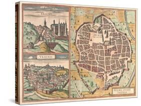 Map and View of Urbino from Civitates Orbis Terrarum-null-Stretched Canvas