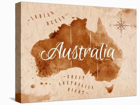 Map Australia Retro-anna42f-Stretched Canvas