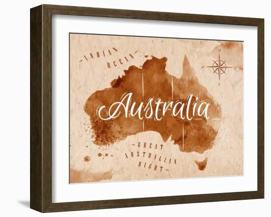 Map Australia Retro-anna42f-Framed Art Print