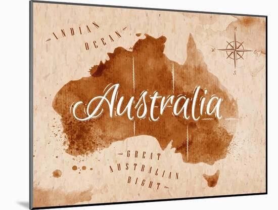 Map Australia Retro-anna42f-Mounted Art Print