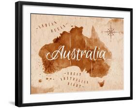 Map Australia Retro-anna42f-Framed Art Print