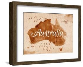 Map Australia Retro-anna42f-Framed Art Print