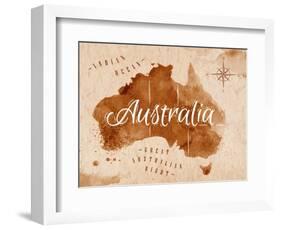 Map Australia Retro-anna42f-Framed Art Print