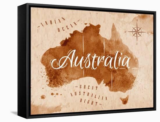 Map Australia Retro-anna42f-Framed Stretched Canvas