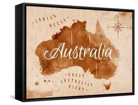 Map Australia Retro-anna42f-Framed Stretched Canvas