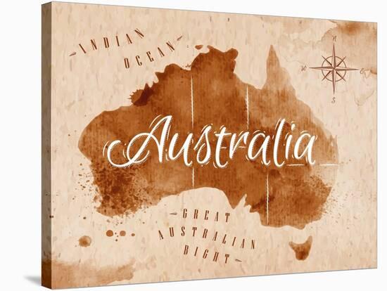 Map Australia Retro-anna42f-Stretched Canvas