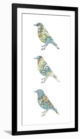 Map Birds-Sasha Blake-Framed Giclee Print