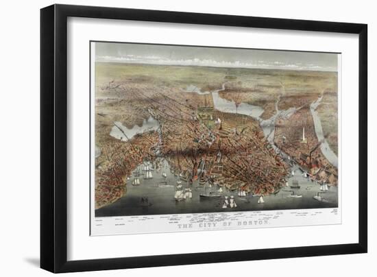 Map: Boston, c1873-Currier & Ives-Framed Giclee Print