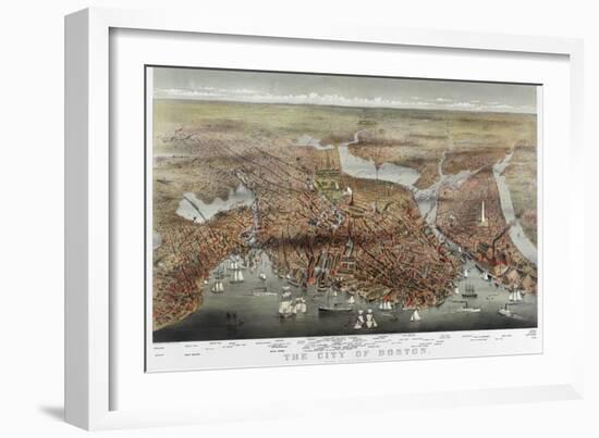 Map: Boston, c1873-Currier & Ives-Framed Giclee Print